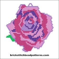 Brick Stitch Bead Patterns Journal Dark Pink Rose Bloom