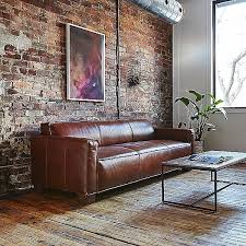modern brown leather sofa low back 3