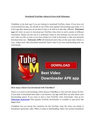 The oldest youtube grabber addon here on mozilla addon store with fast and . Download Youtube Videos For Free With Tubemate By 9appsdownload Issuu