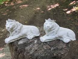 Lions Lying Down Garden Art Concrete