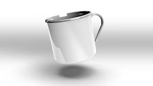 white metallic mug on transpa