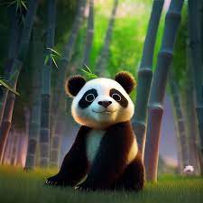 cute baby panda bear with big eyes 3d