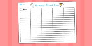 Editable A3 Homework Record Chart