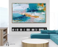 Extra Large Wall Art Abstract Teal