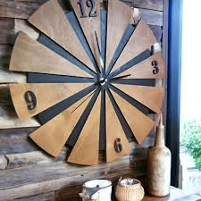 Wooden Wall Clock Windmill Design