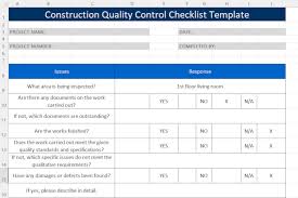 Quality Control Checklist Template For