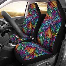 Boho Feathers Car Seat Covers Pair Seat