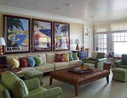 75 coastal living room with beige walls