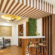 wooden panels with gypsum ceiling