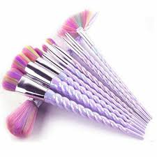 unicorn makeup brush set with rainbow