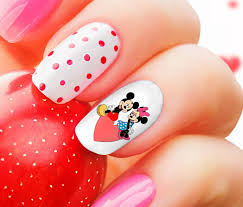 mickey mouse valentine s day nail art