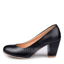 Womens Leatherette Chunky Heel Pumps Closed Toe With Others Shoes 085169761