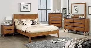 Walnut head board bassett furniture the impact collection bedroom set mid century modern hearthsidehome 5 out of 5 stars (553) $ 499.00. Cm7386a 5pc 5 Pc Lenhart Collection Mid Century Modern Oak Finish Wood Queen Bedroom Set