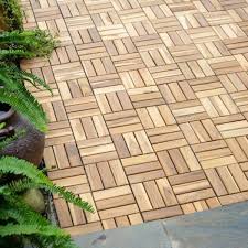 12 in x 12 in solid wood interlocking deck tiles in natural outdoor flooring for patio bancony pool side 10 pcs