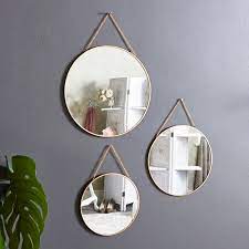 Set Of 3 Gold Framed Circle Mirrors