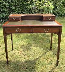 Round top contains three small drawers and one larger drawer, all lined. Quality Edwardian Ladies Writing Desk 567608 Sellingantiques Co Uk