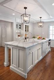 long light gray center island with sink