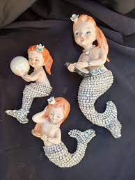 Vintage Ceramic Lefton Mermaid Wall