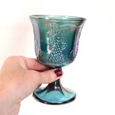 3 Pc Set Vintage Iridescent Blue Glass