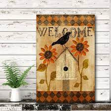 Primitive Crow Welcome Sign Canvas Wall