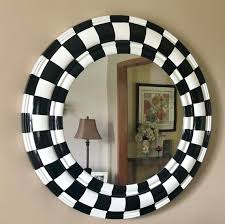 Whimsical Painted Mirror 30 Round Black
