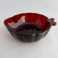 Ruby Red Depression Glass Leaf Dessert