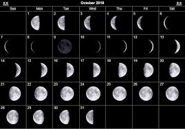 Phases Of The Moon Calendar 2018 October Moon Calendar