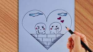 cute love drawing with pencil
