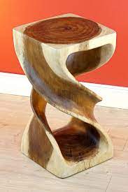 Suar Wood Side Table Double Twist