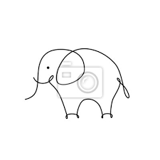 Elephant Linear Abstract Icon Wall