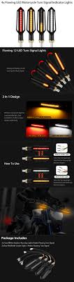 Details About 4x Sequential Flowing Led Motorcycle Turn Signal Indicator Lights Drl Brake Lamp