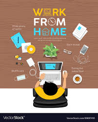 man work from home desk top view poster