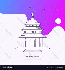 Travel Temple Of Heaven Poster Template Purple Vector Image