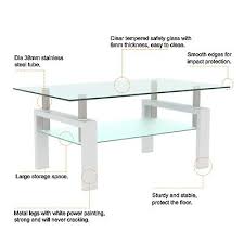 white coffee table clear coffee table