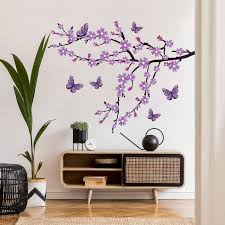 Wall Sticker Purple Flower Branch