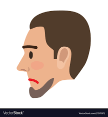 sad man face in profile view flat icon