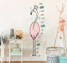 Red Flamingo Height Chart Wall Sticker