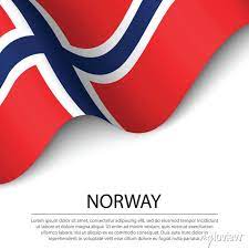 waving flag of norway on white