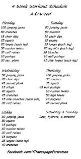 Exercise Routine Daily Exercise Routines 4 Week Workout