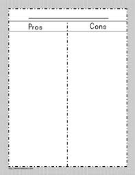 t chart for pros and cons worksheets