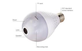Light Bulb Security Camera Hd Panoramic View Motion Detection Easy Setup Deter Net