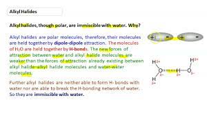 Alkyl halides, though polar, are immiscible with water. Why? - YouTube