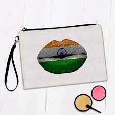 gift makeup bag lips indian flag india