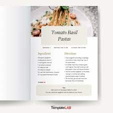 cookbook templates recipe book