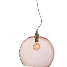 Pink Mouth Blown Glass Ceiling Pendant