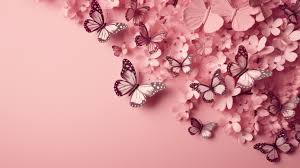 pink aesthetic flowers and erflies