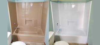 refinished fiberglass shower before and