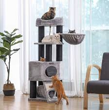large cat tower with fluffy plush perch