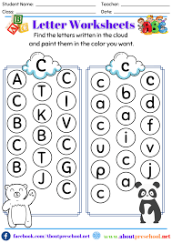 letter c worksheets about pre
