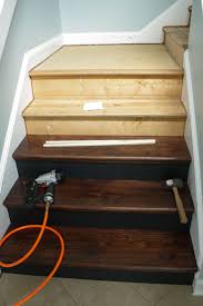 from carpet to diy hardwood stairs